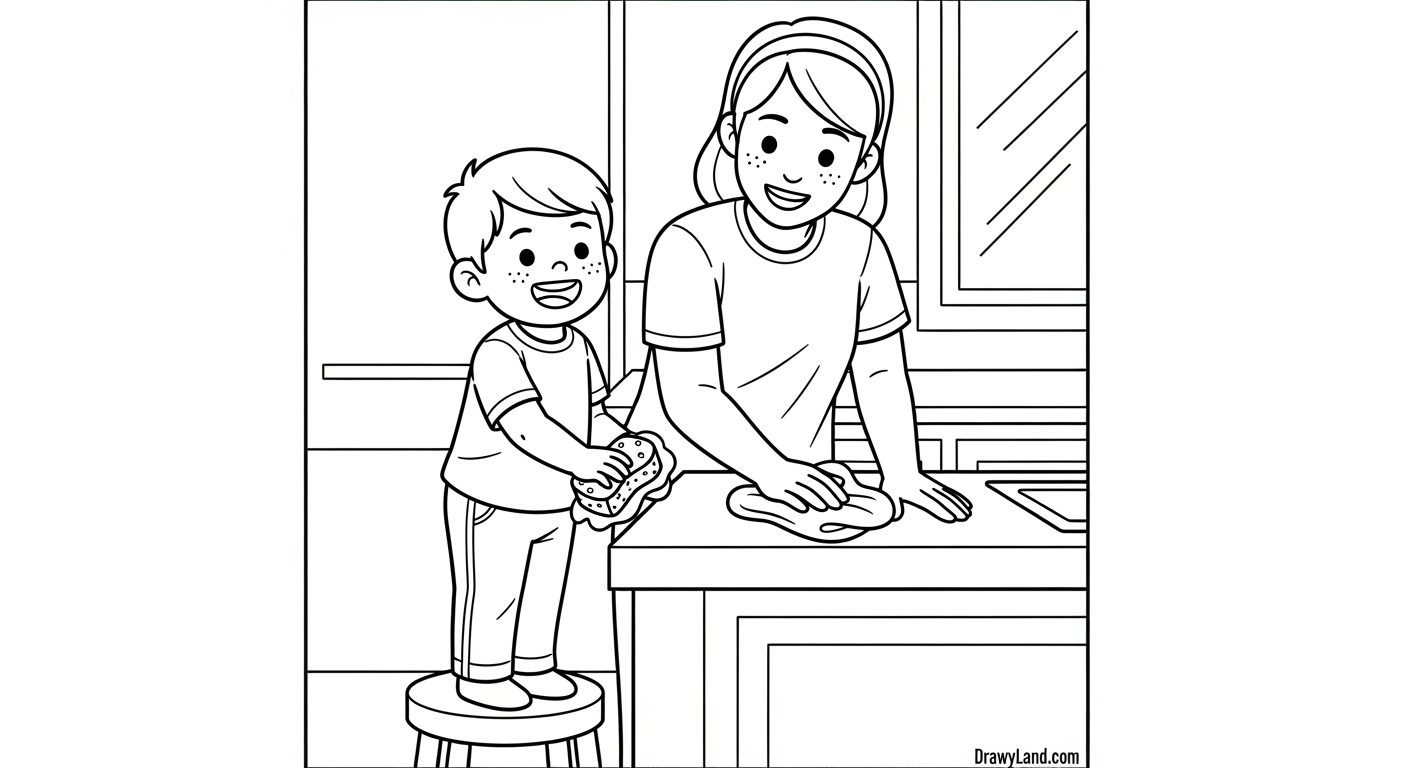 Free Printable Family Coloring Pages for Kids parent and child family coloring activity