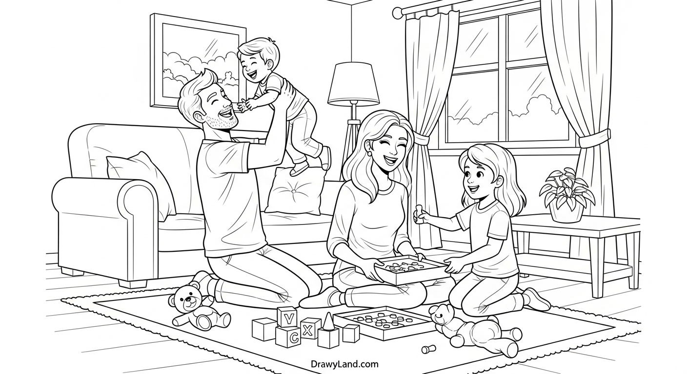 Free Printable Family Coloring Pages for Kids happy family coloring sheet printable