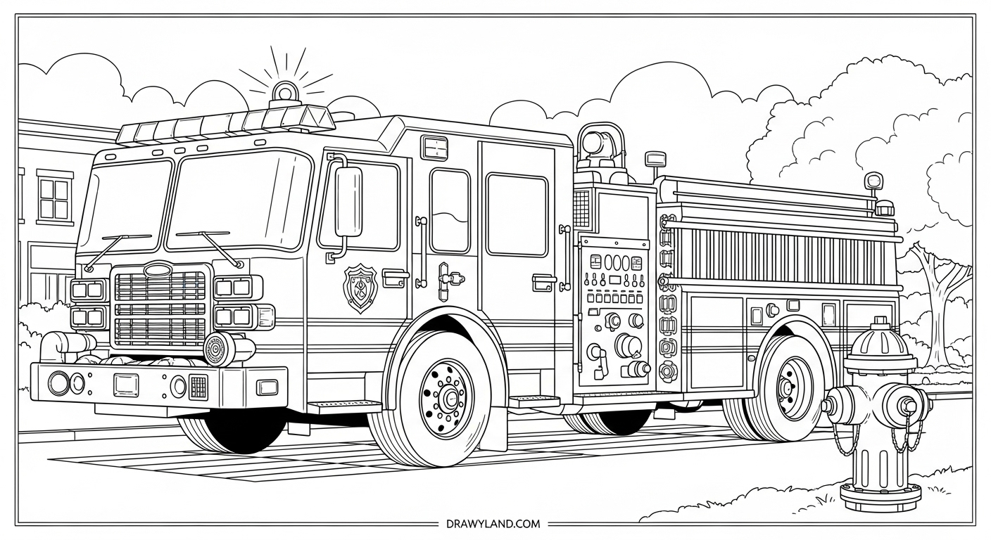 Free Fire Truck Printable Coloring Pages easy fire truck coloring page printable for toddlers