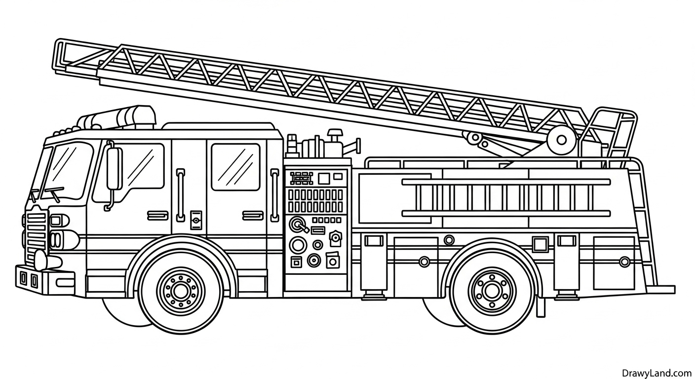 Free Fire Truck Printable Coloring Pages realistic ladder fire truck coloring page pdf