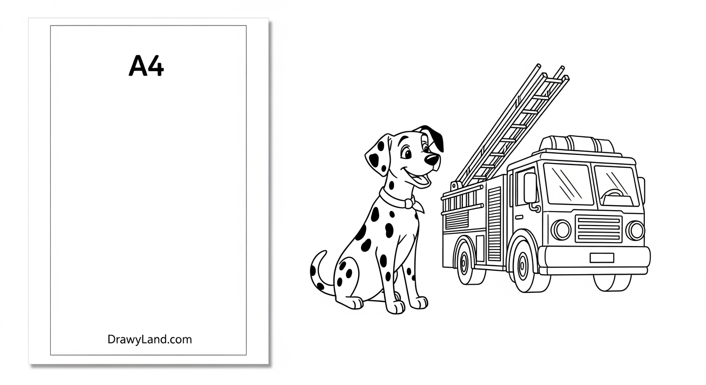 Free Fire Truck Printable Coloring Pages firefighter and dalmatian fire truck coloring page