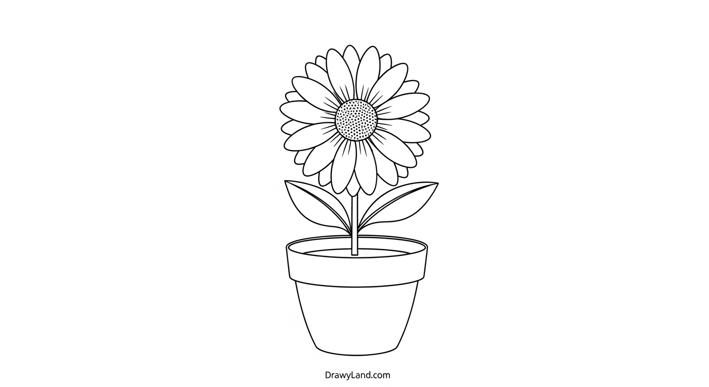 Free Printable Flower Coloring Pages for Kids simple flower drawings to color featuring a garden scene