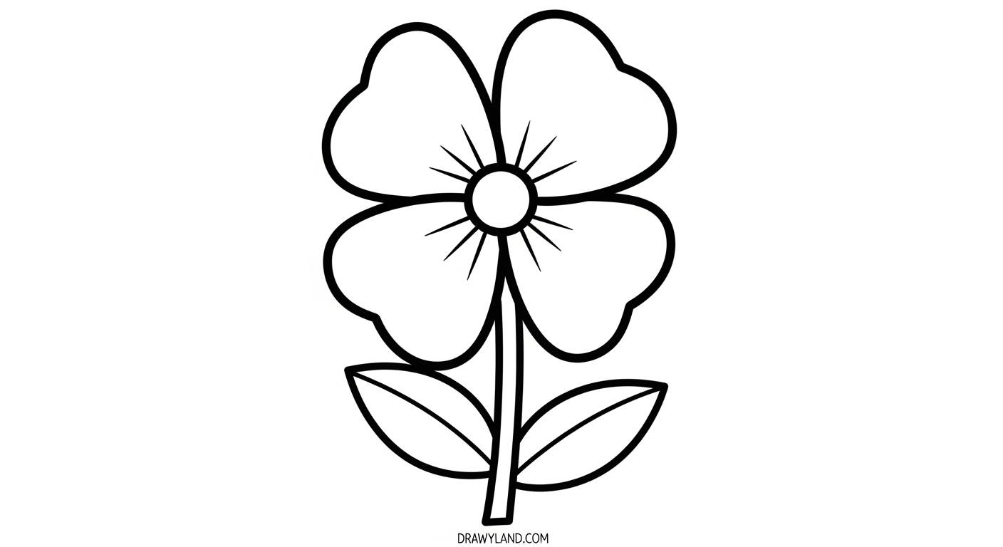 Free Printable Flower Coloring Pages for Kids easy rose coloring page for preschoolers with bold outlines