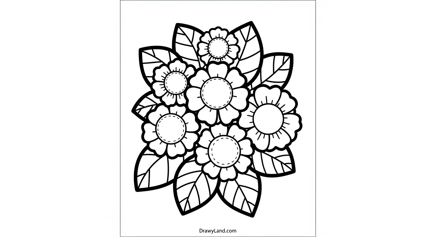 Free Printable Flower Bunch Coloring Pages for Kids easy flower bunch coloring pages for toddlers