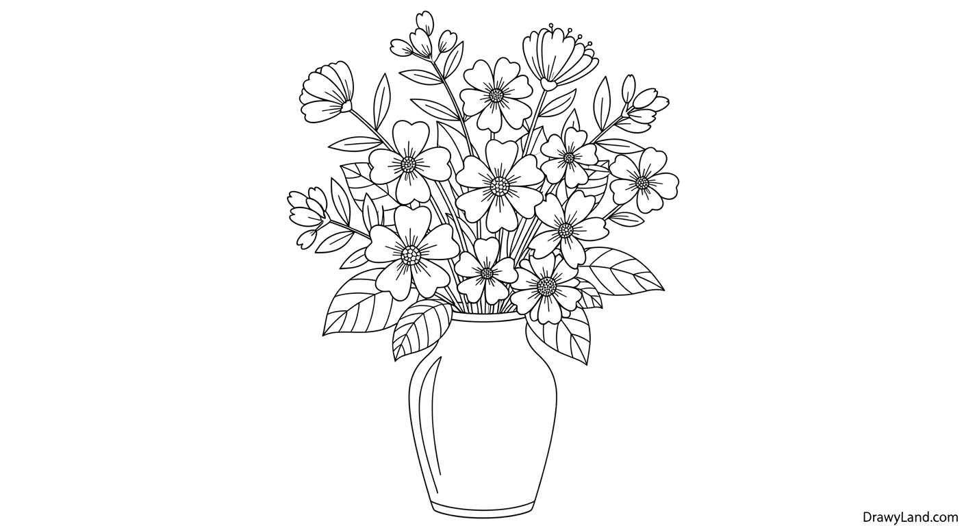 Free Printable Flower Bunch Coloring Pages for Kids printable bouquet of roses coloring page
