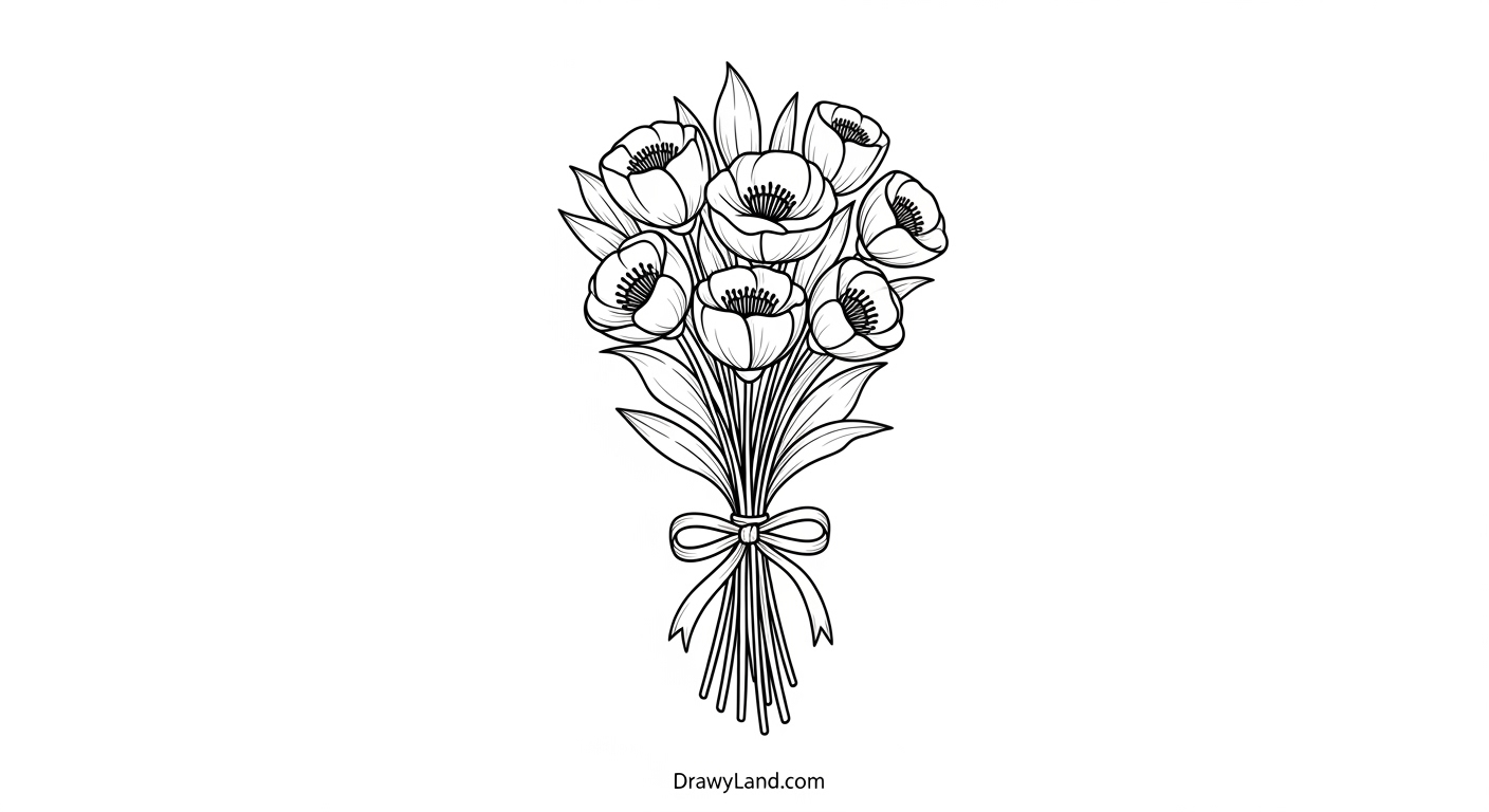 Free Printable Flower Bunch Coloring Pages for Kids mothers day flower arrangement coloring sheet