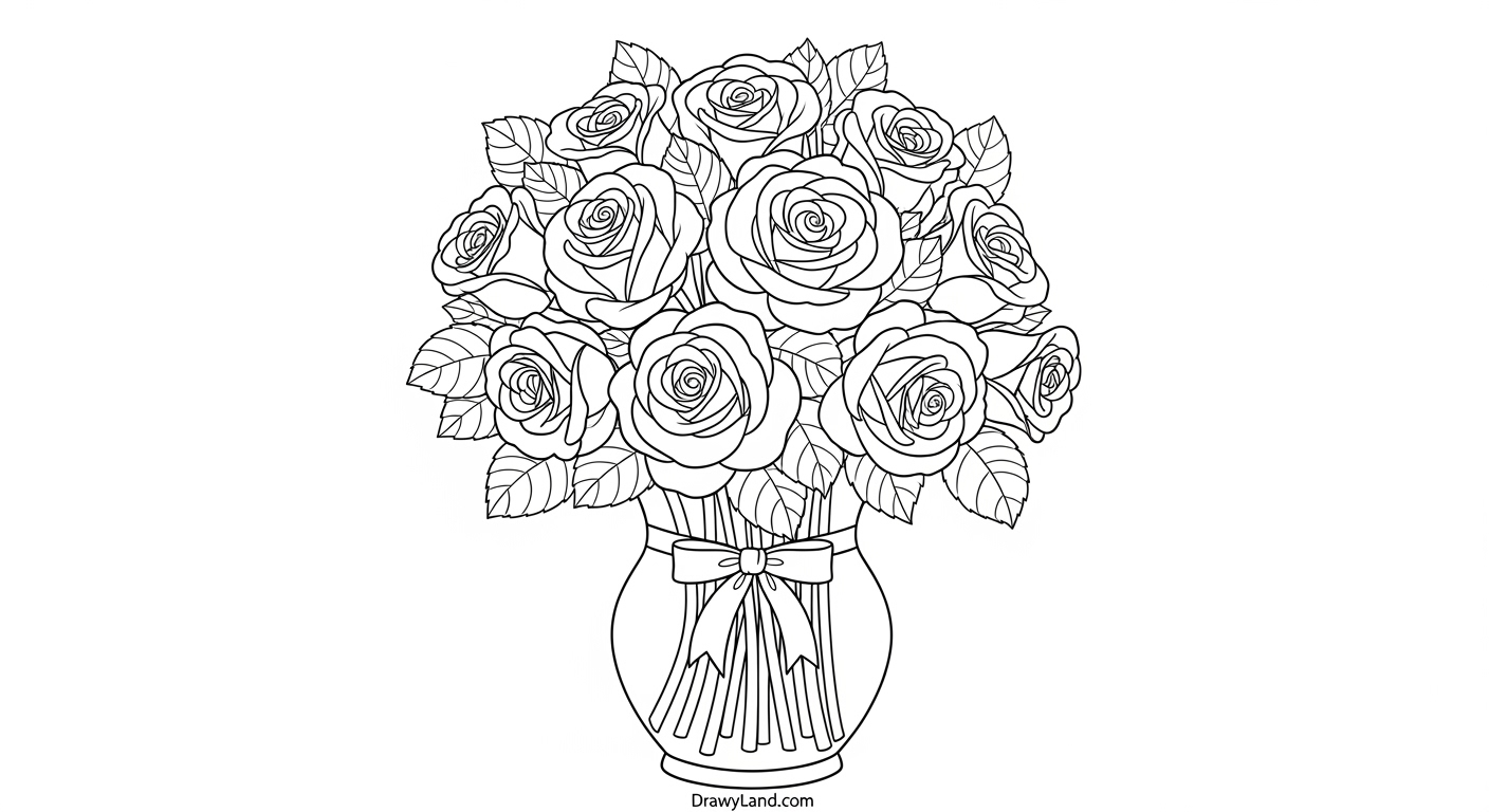 Free Printable Flower Bunch Coloring Pages for Kids simple floral arrangement coloring printable