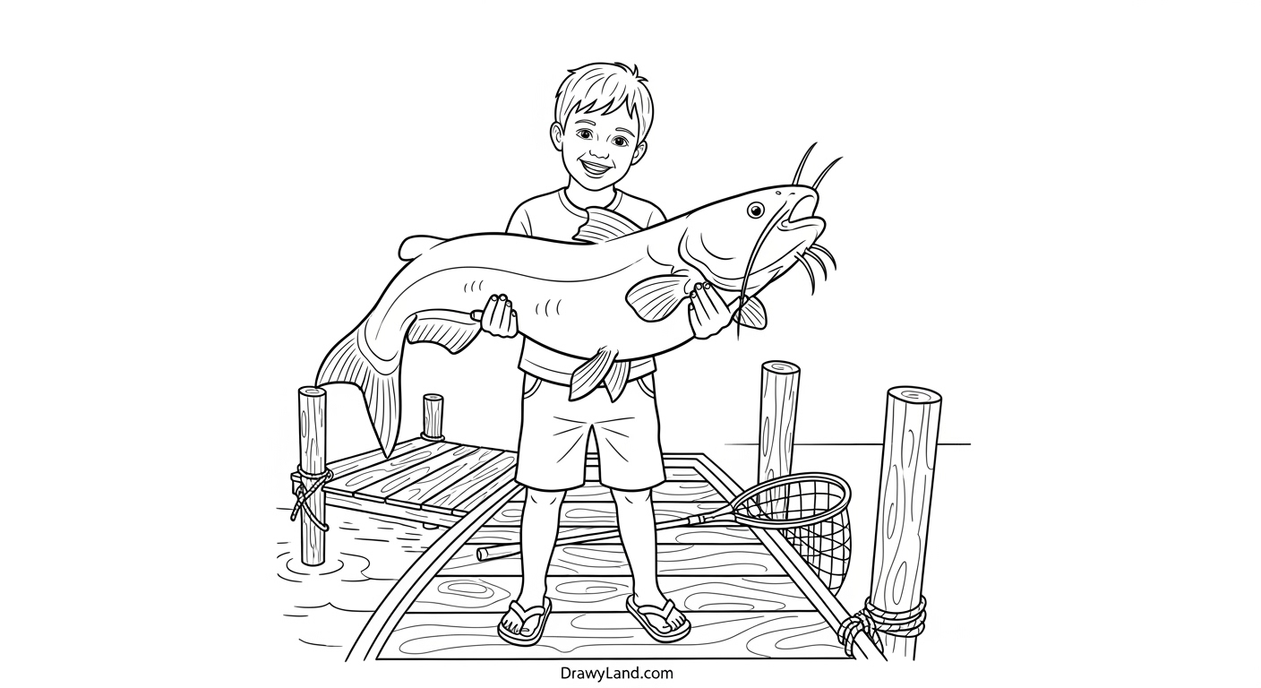 Dive In! Free Printable Fishing Coloring Pages simple fish on a hook coloring page for toddlers