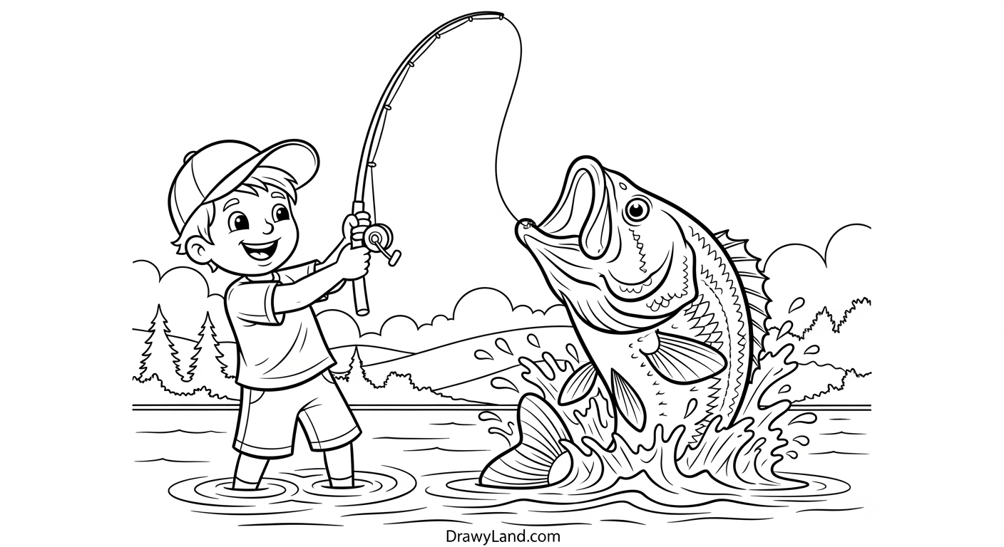 Dive In! Free Printable Fishing Coloring Pages fisherman in a boat free fishing coloring page