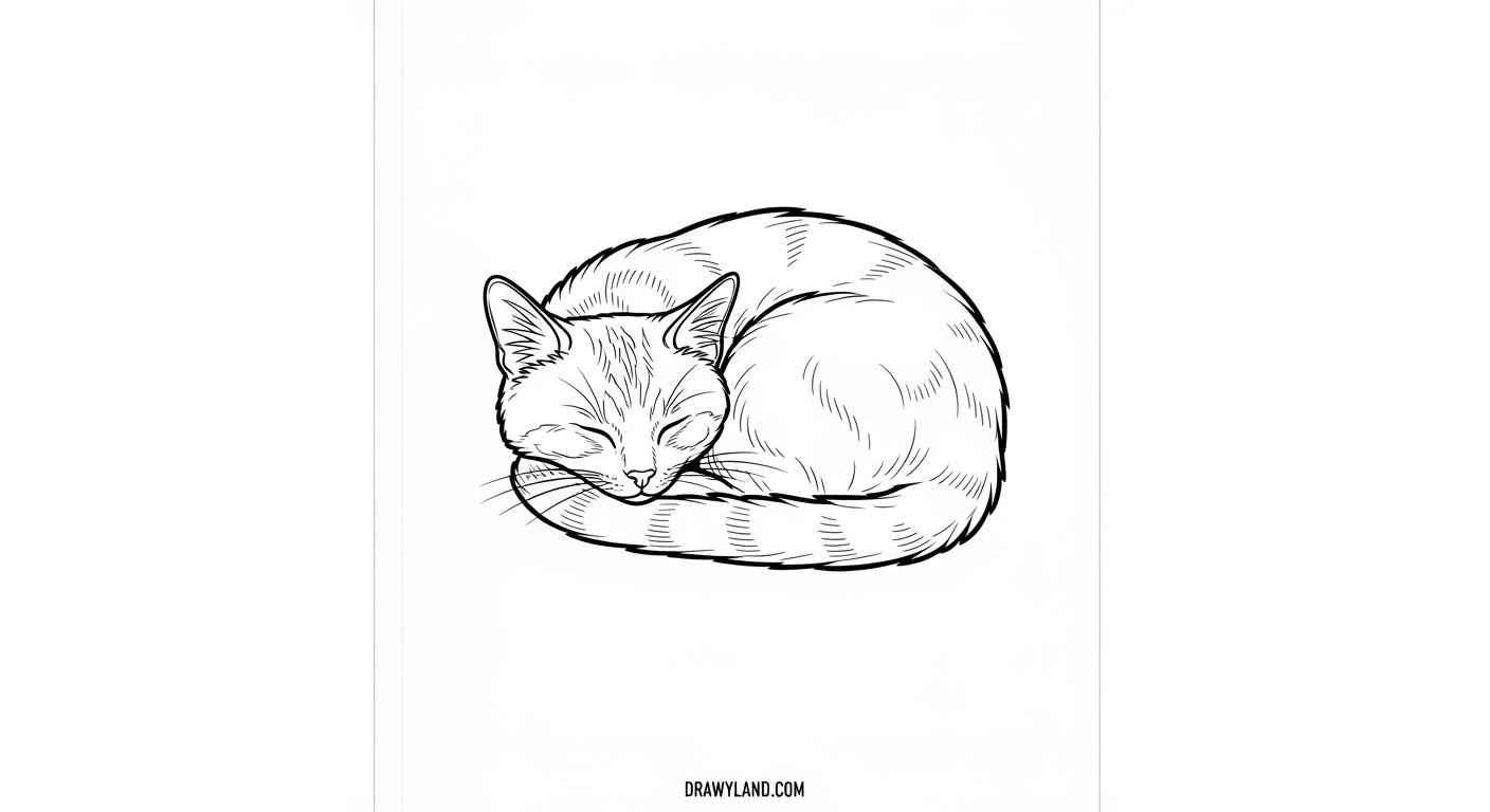 Adorable & Free Printable Coloring Pages of Cats cute kitty coloring printable of a sleeping cat