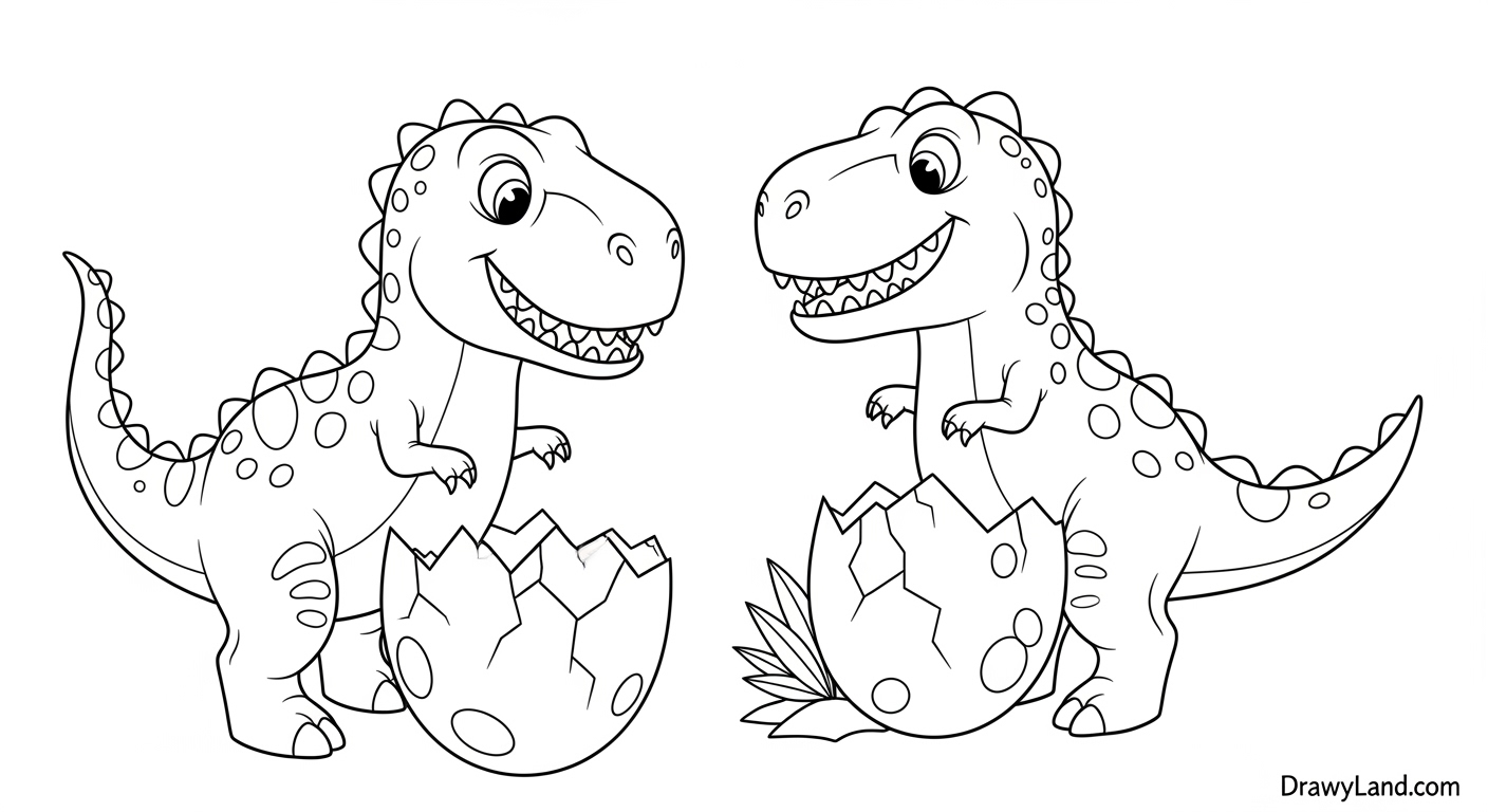 Awesome & Free Printable Dinosaur Coloring Pages (PDF) T-Rex roaring on a free printable dinosaur coloring page pdf