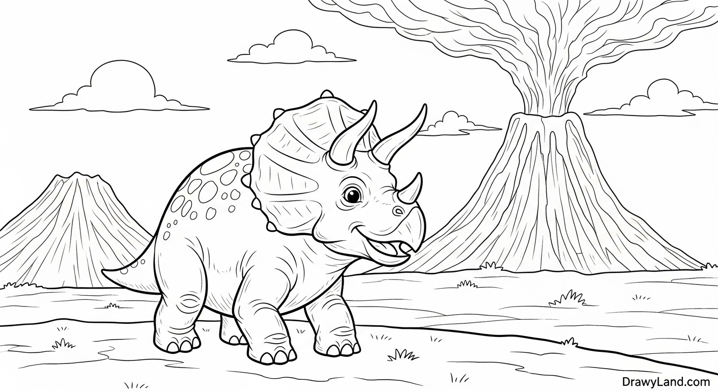 Awesome & Free Printable Dinosaur Coloring Pages (PDF) Triceratops and its baby on a free printable dinosaur coloring sheet pdf
