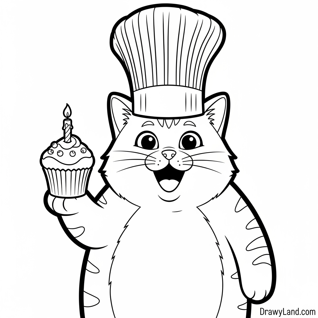 Free Printable Gabby's Dollhouse Coloring Pages Adorable Cakey Cat printable coloring page from Gabby's Dollhouse