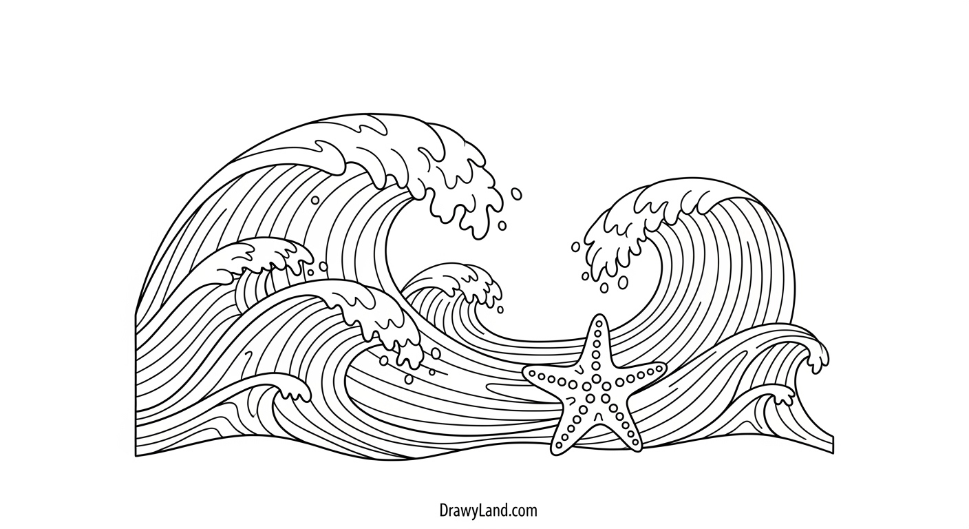 Dive In: Free Printable Water Coloring Pages A water cycle drawing outline for educational coloring