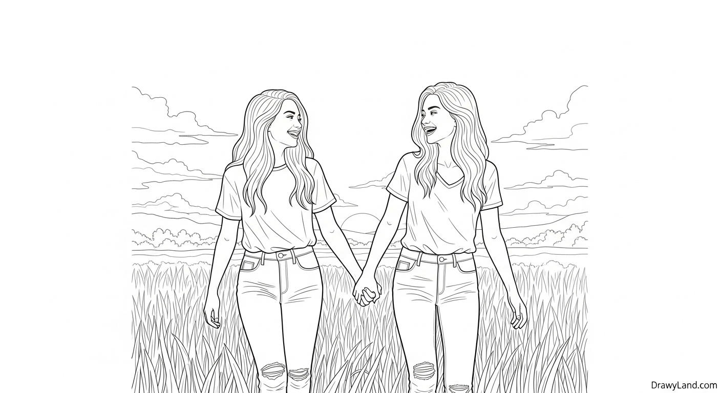 Free Printable Friends Coloring Pages for Kids Two happy kids coloring together friendship coloring pages
