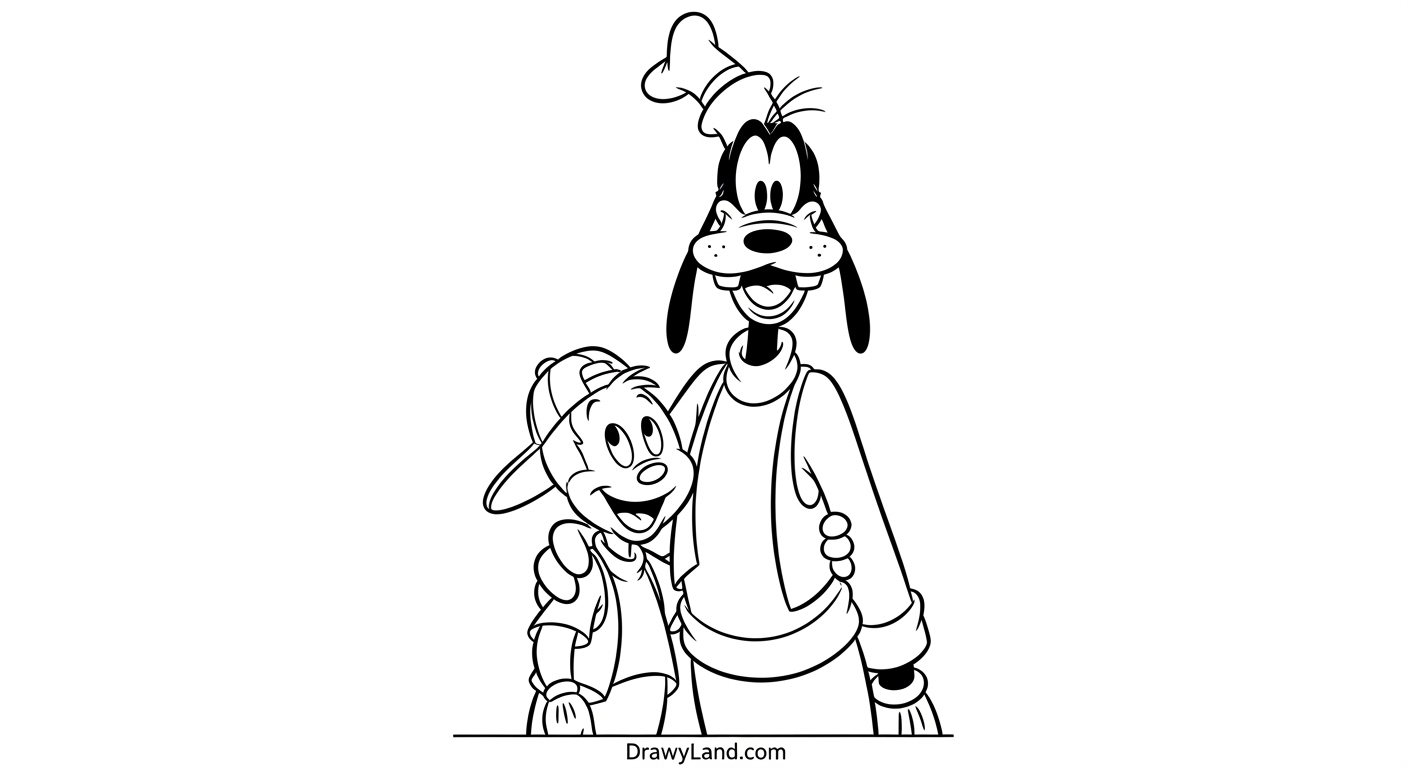 Free Printable Goofy Color Pages for Kids Classic goofy and max coloring sheet printable