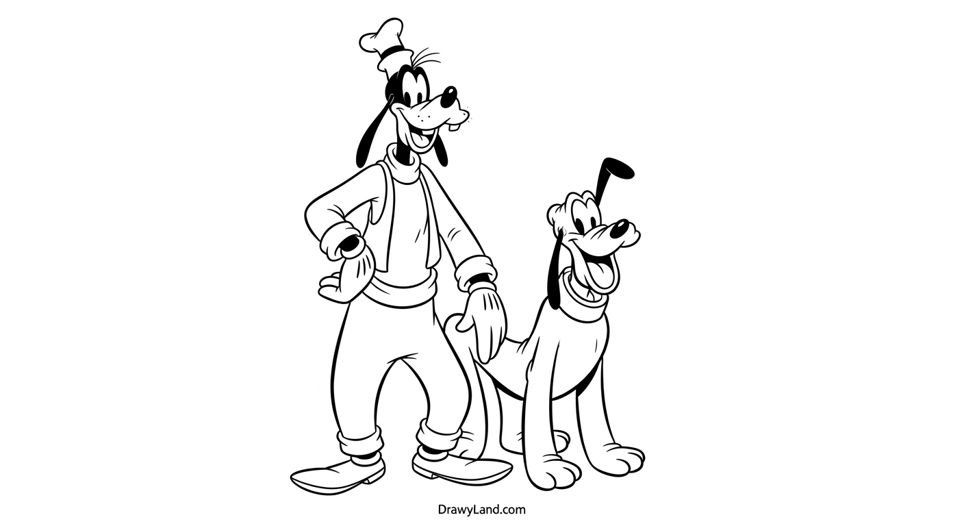 Free Printable Goofy Color Pages for Kids Goofy and Donald Duck coloring page for friends