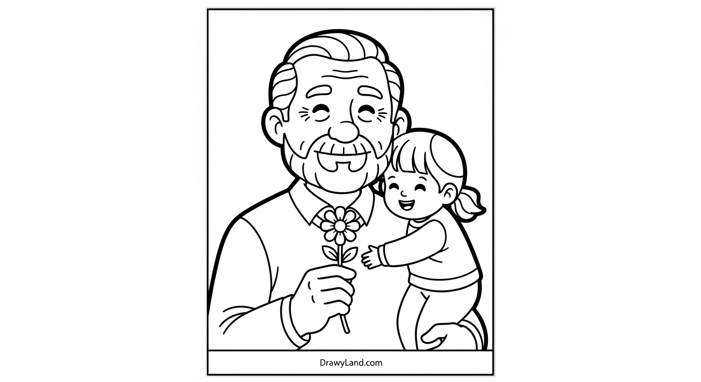 Free Printable Grandfather Coloring Pages grandfather watering plants in the garden coloring page for kids