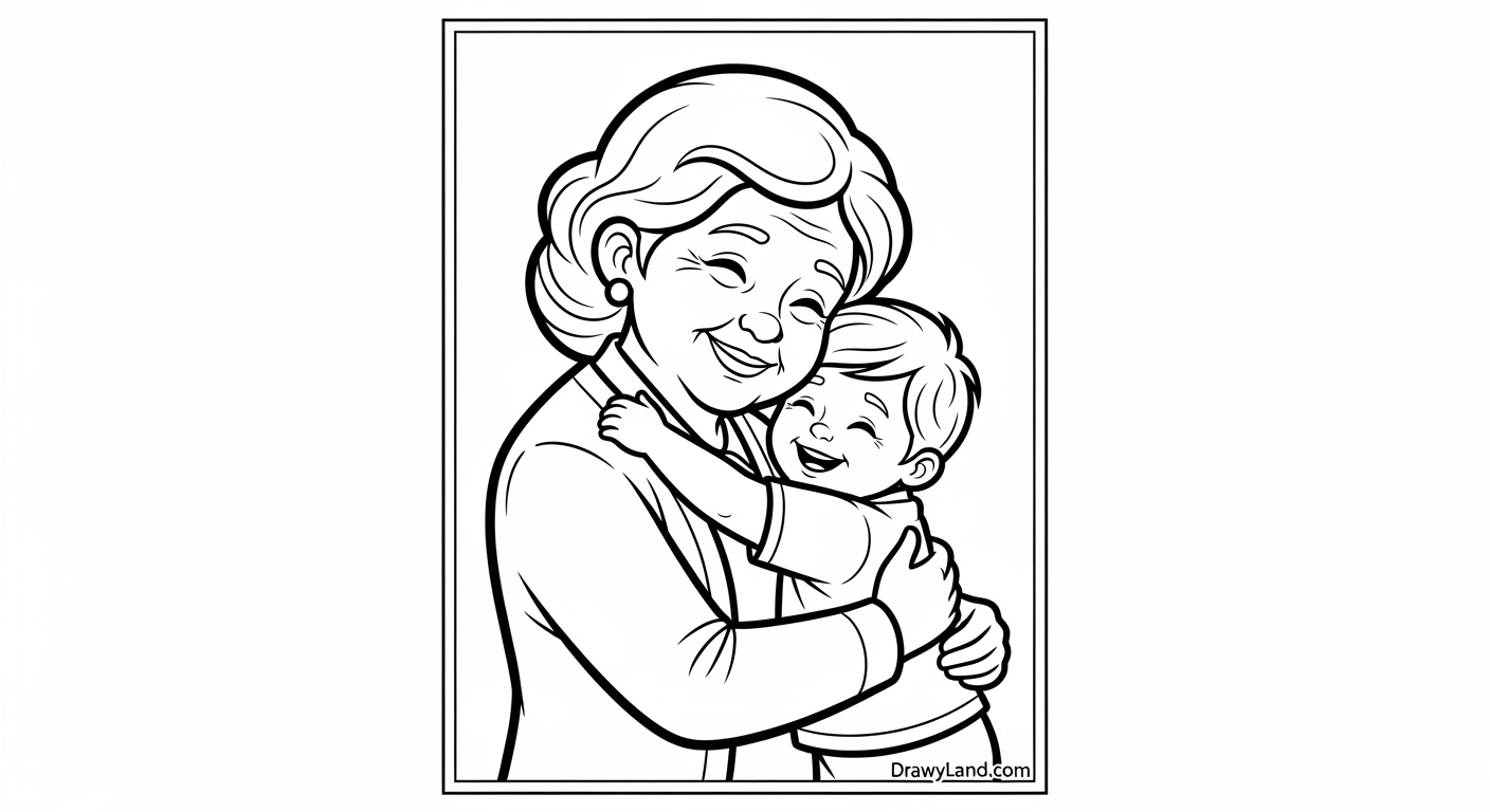 Free Printable Grandma Coloring Page Collection Sweet Nana coloring sheet with a garden theme