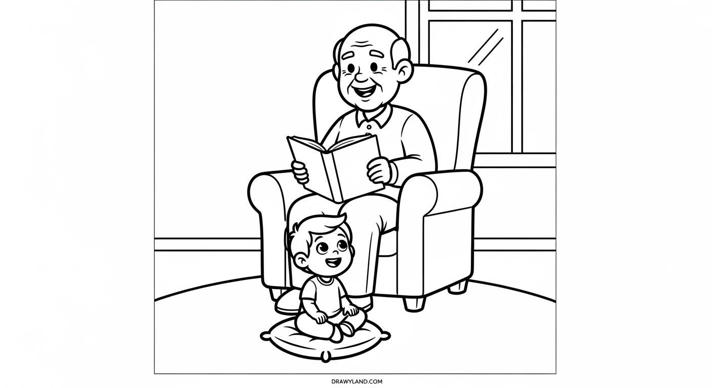 Free Printable Grandparents Day Coloring Pages Happy grandparents day coloring sheet with a fun celebration banner