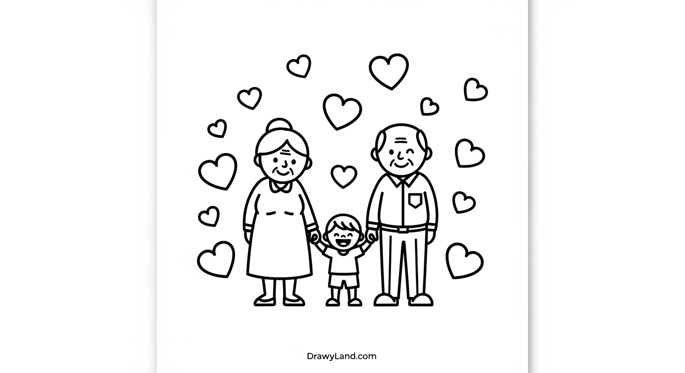 Free Printable Grandparents Day Coloring Pages Adorable i love grandma coloring page with big hearts and flowers