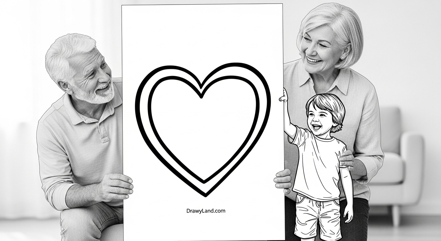 Free Printable Grandparents Day Coloring Pages Easy grandparents day coloring template designed for toddlers