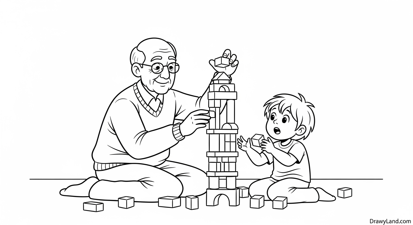 Free Printable Grandparents Day Coloring Pages A child holding a finished and framed grandparents day coloring craft gift