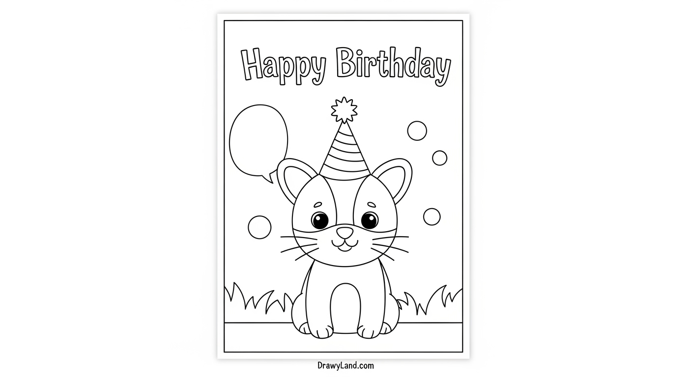 Free Happy Birthday Coloring Pages Printable for Kids printable coloring birthday cards for family