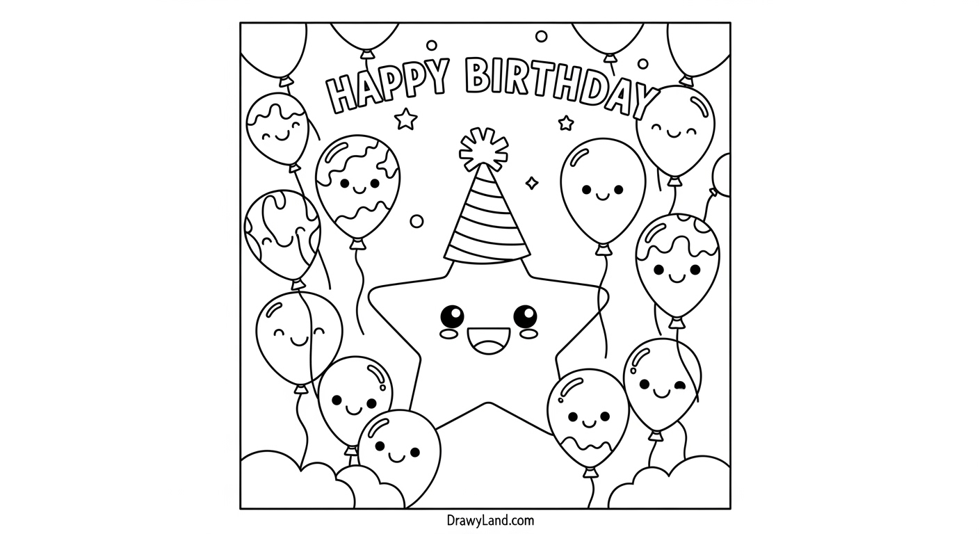 Free Happy Birthday Coloring Pages Printable for Kids easy first birthday party coloring page for boy