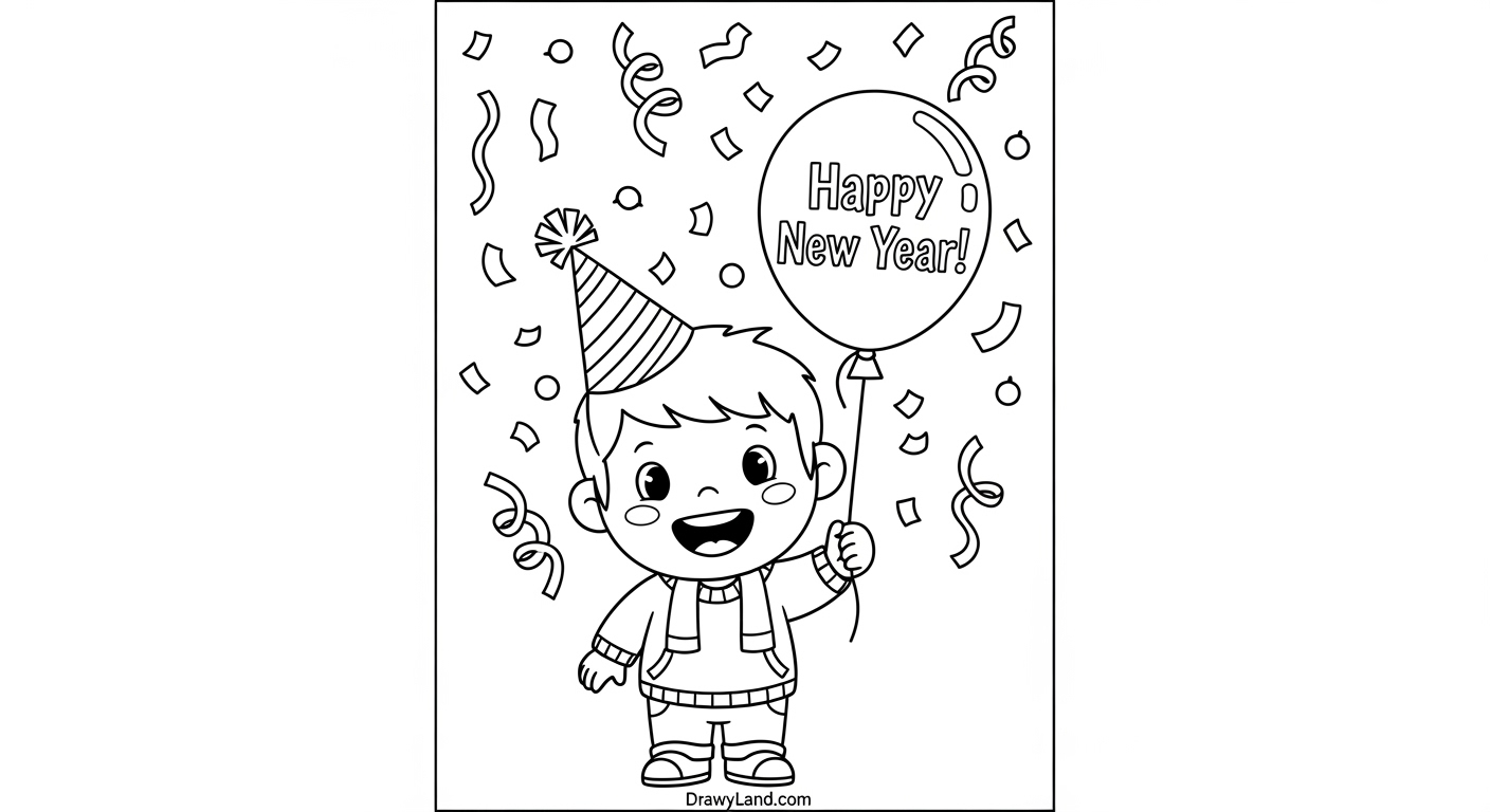 Free Printable Happy New Year 2025 Coloring Pages for Kids happy new year 2025 fireworks coloring page printable