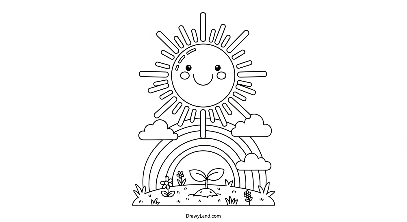 Free Printable Hello Spring Coloring Pages printable first day of spring coloring pages with a rainbow