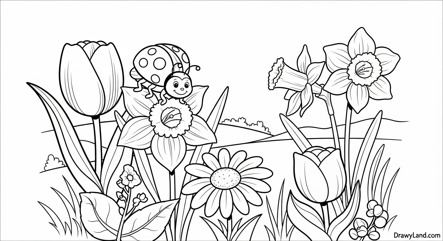 Free Printable Hello Spring Coloring Pages happy spring coloring pages for kids with a watering can
