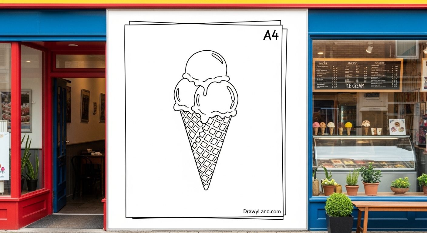 Sweet Fun: Free Printable Ice Cream Coloring Pages A kawaii ice cream sundae printable page for summer