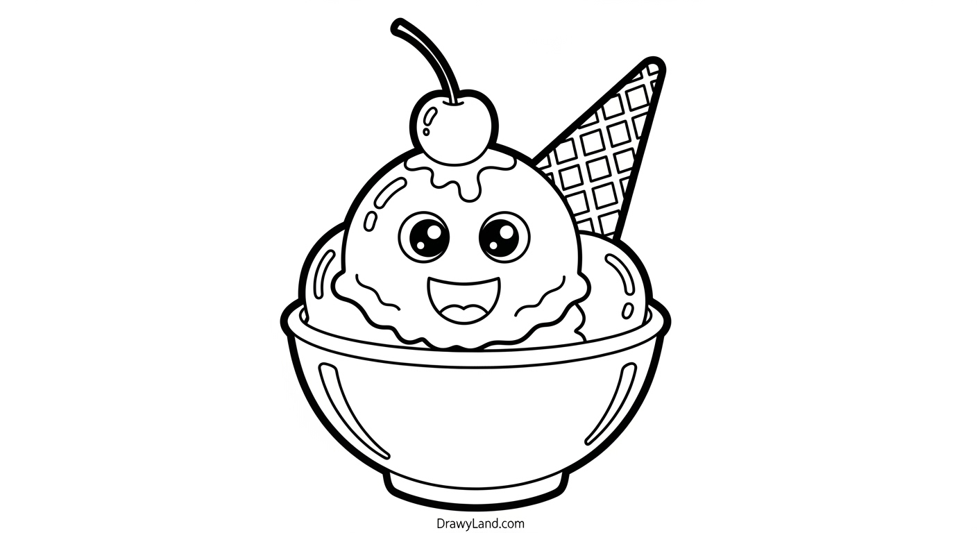 Sweet Fun: Free Printable Ice Cream Coloring Pages A simple ice cream cone printable for toddlers
