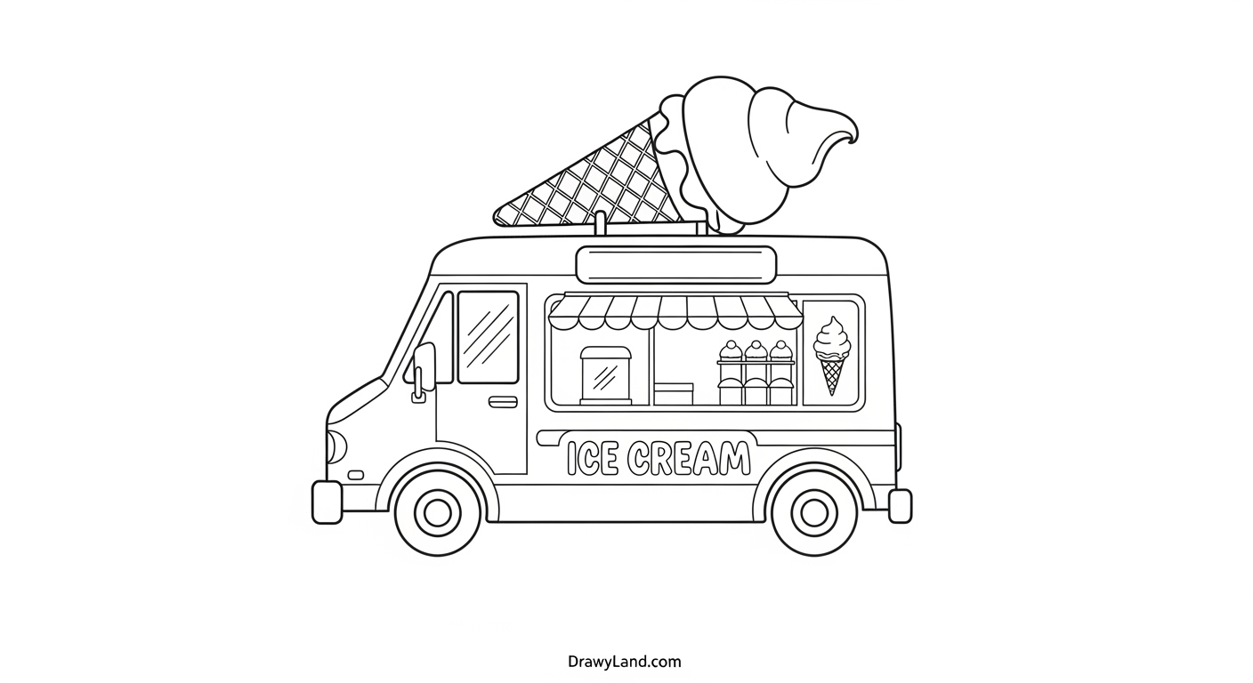 Sweet Fun: Free Printable Ice Cream Coloring Pages A printable ice cream truck coloring page for kids