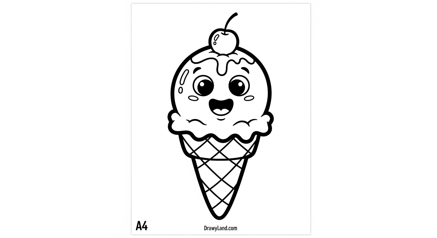 Sweet Fun: Free Printable Ice Cream Coloring Pages An ice cream sundae with sprinkles coloring sheet