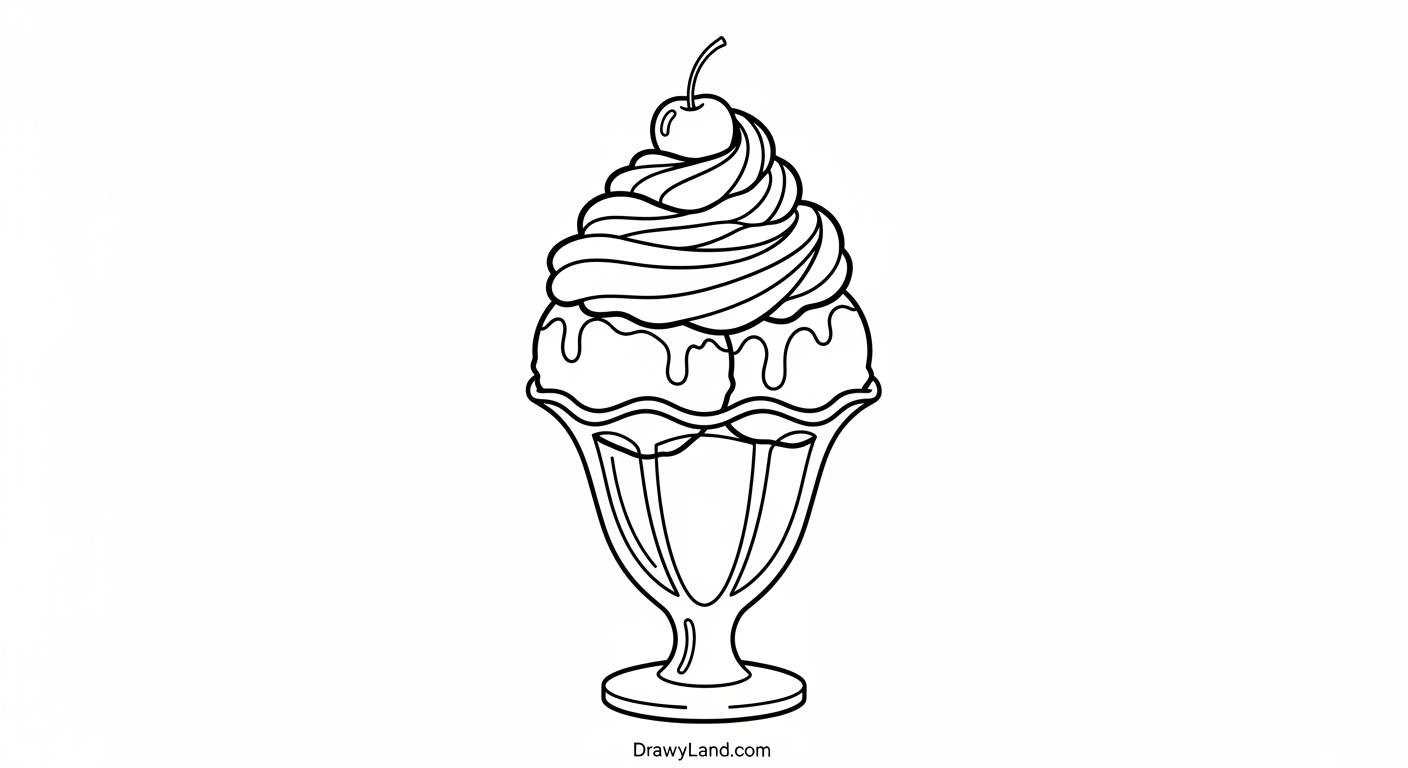Free Printable Ice Cream Sundae Coloring Sheet easy ice cream sundae coloring page for toddlers