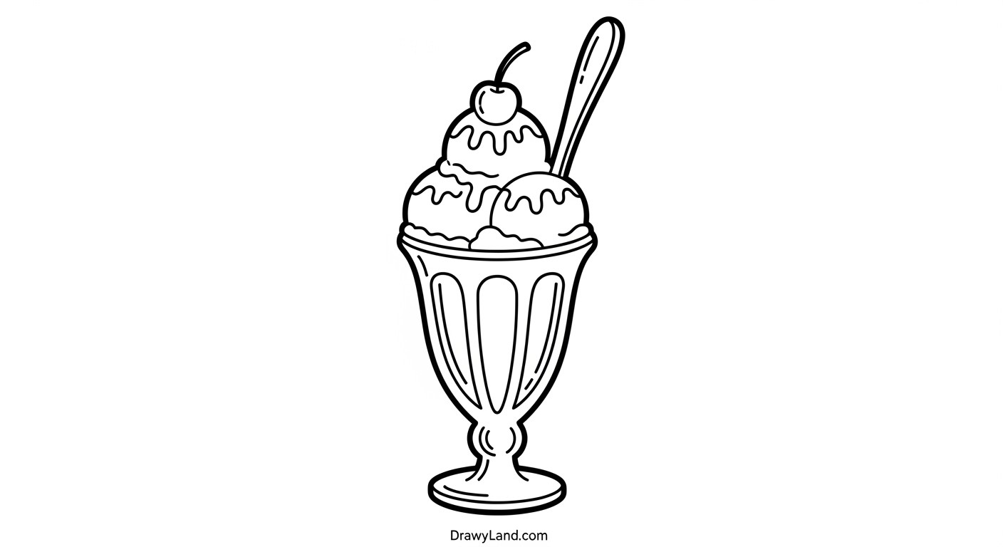 Free Printable Ice Cream Sundae Coloring Sheet printable sundae coloring activity with lots of sprinkles