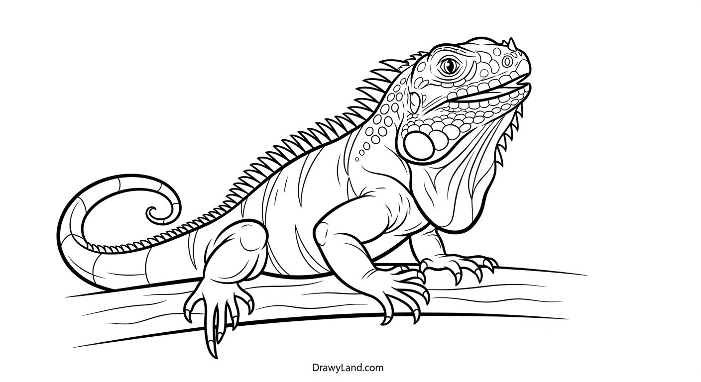 Free Printable Iguana Coloring Pages for Kids realistic green iguana coloring page