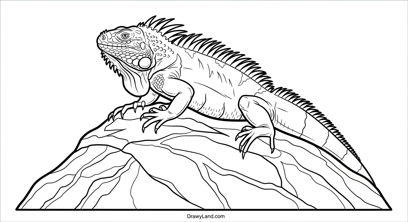 Free Printable Iguana Coloring Pages for Kids simple iguana coloring template for children
