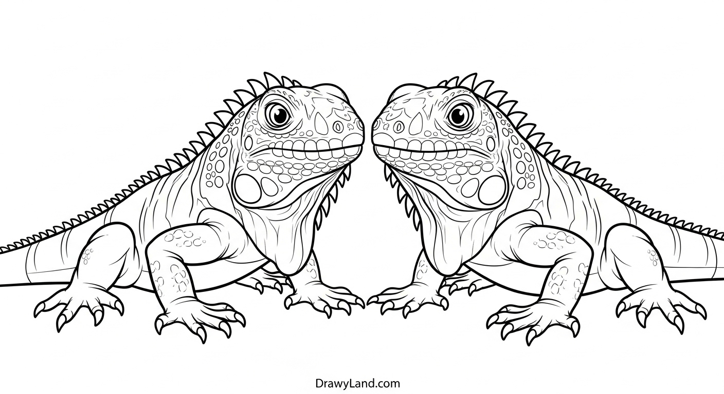 Free Printable Iguana Coloring Pages for Kids detailed iguana pictures to color