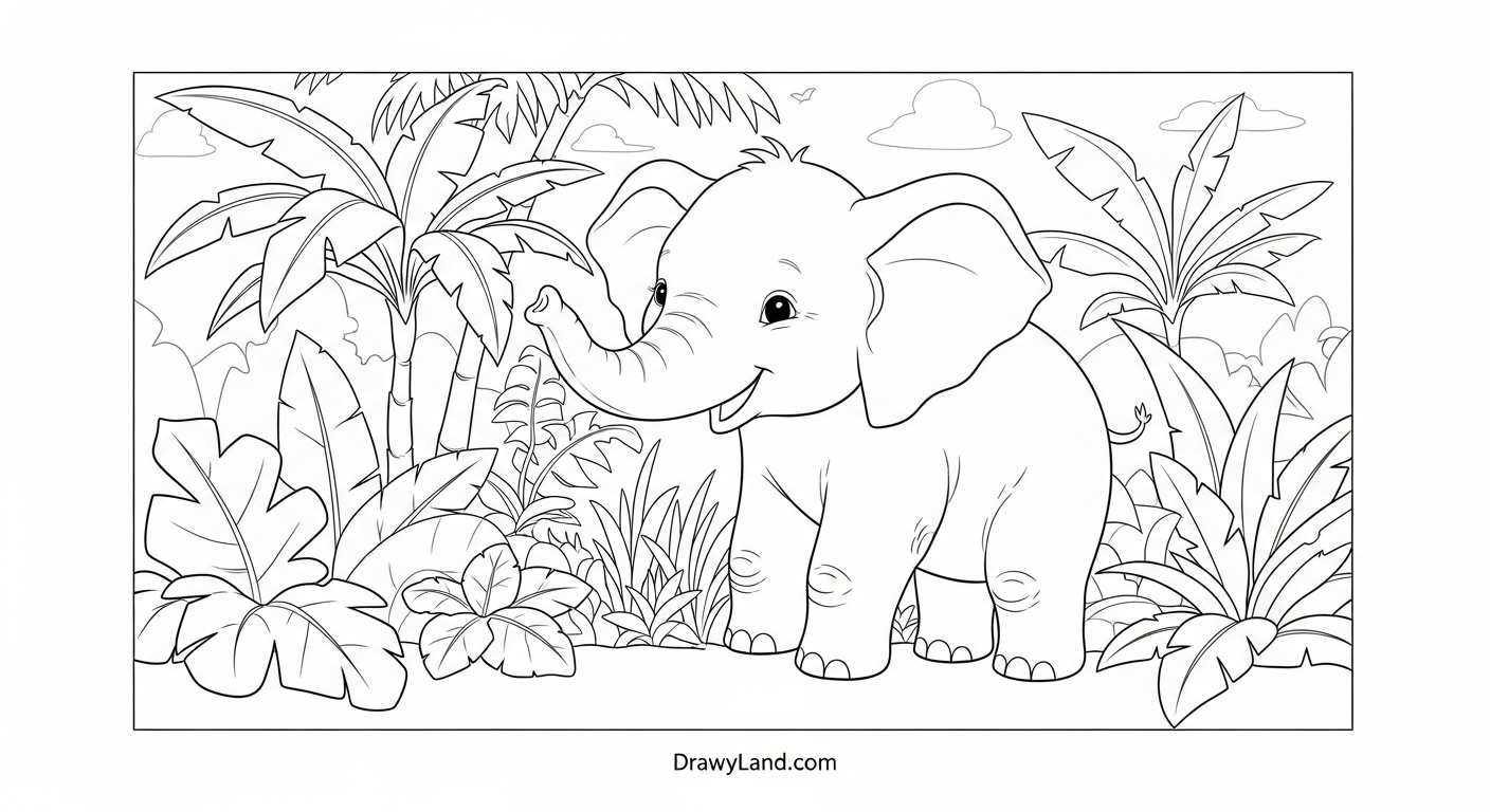Free Printable Jungle Coloring Pages for Kids cute baby jungle animals coloring pages for preschoolers