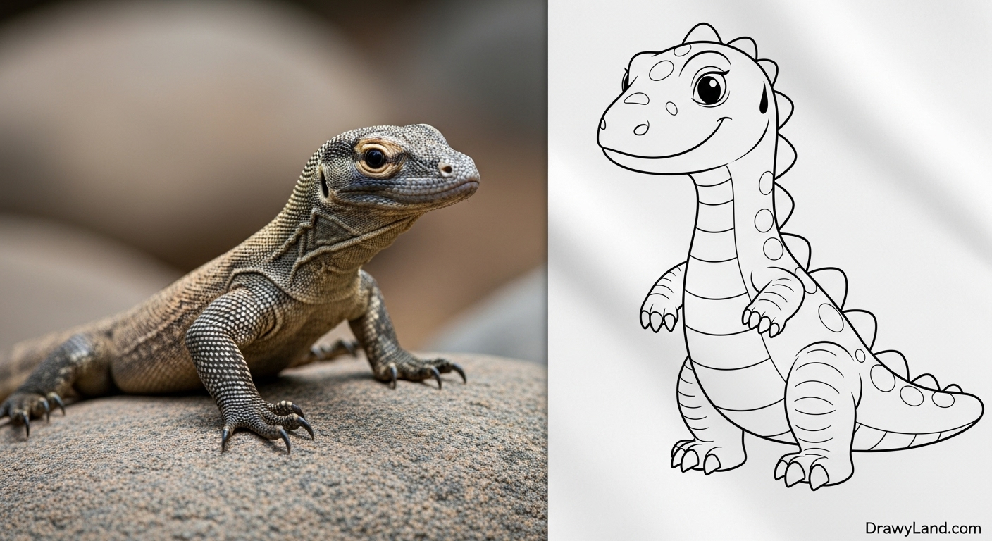 Free Printable Komodo Dragon Coloring Page easy komodo dragon outline printable for preschoolers