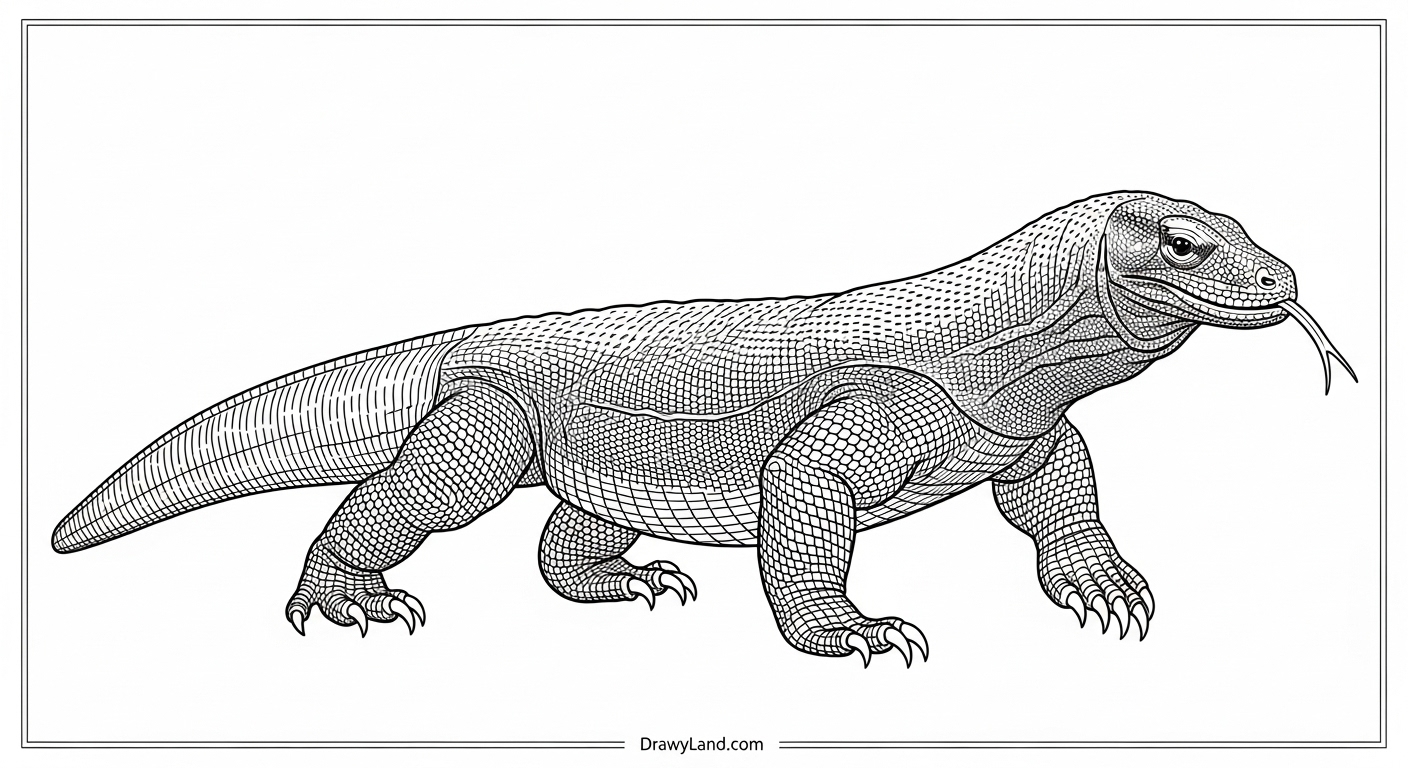 Free Printable Komodo Dragon Coloring Page cute baby komodo dragon drawing to color