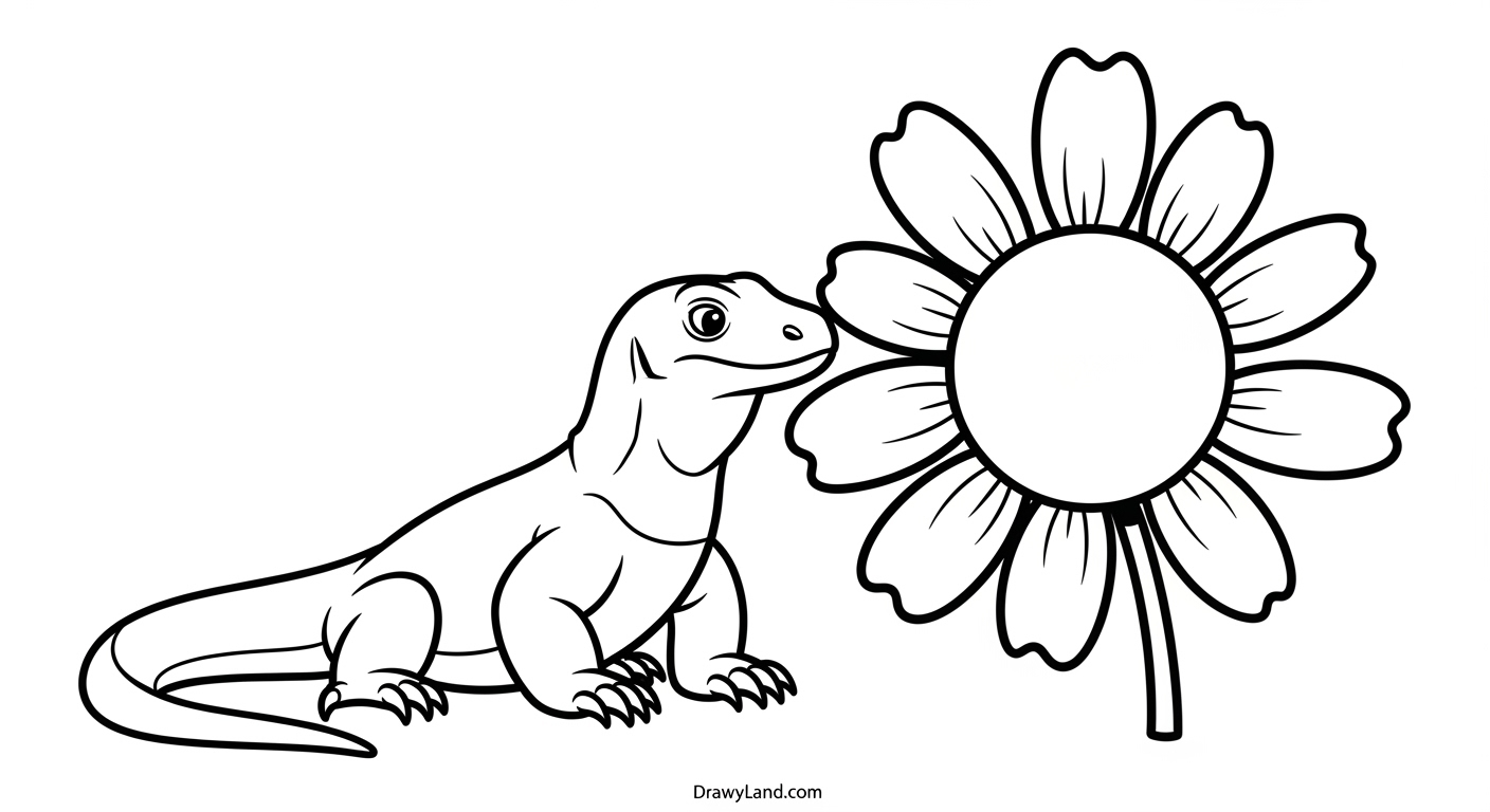 Free Printable Komodo Dragon Coloring Page komodo dragon coloring sheet with long tongue detail
