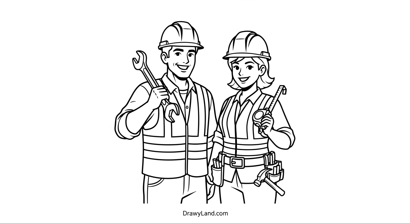 Free Printable Labor Day Color Pages easy labor day coloring pages of a construction worker