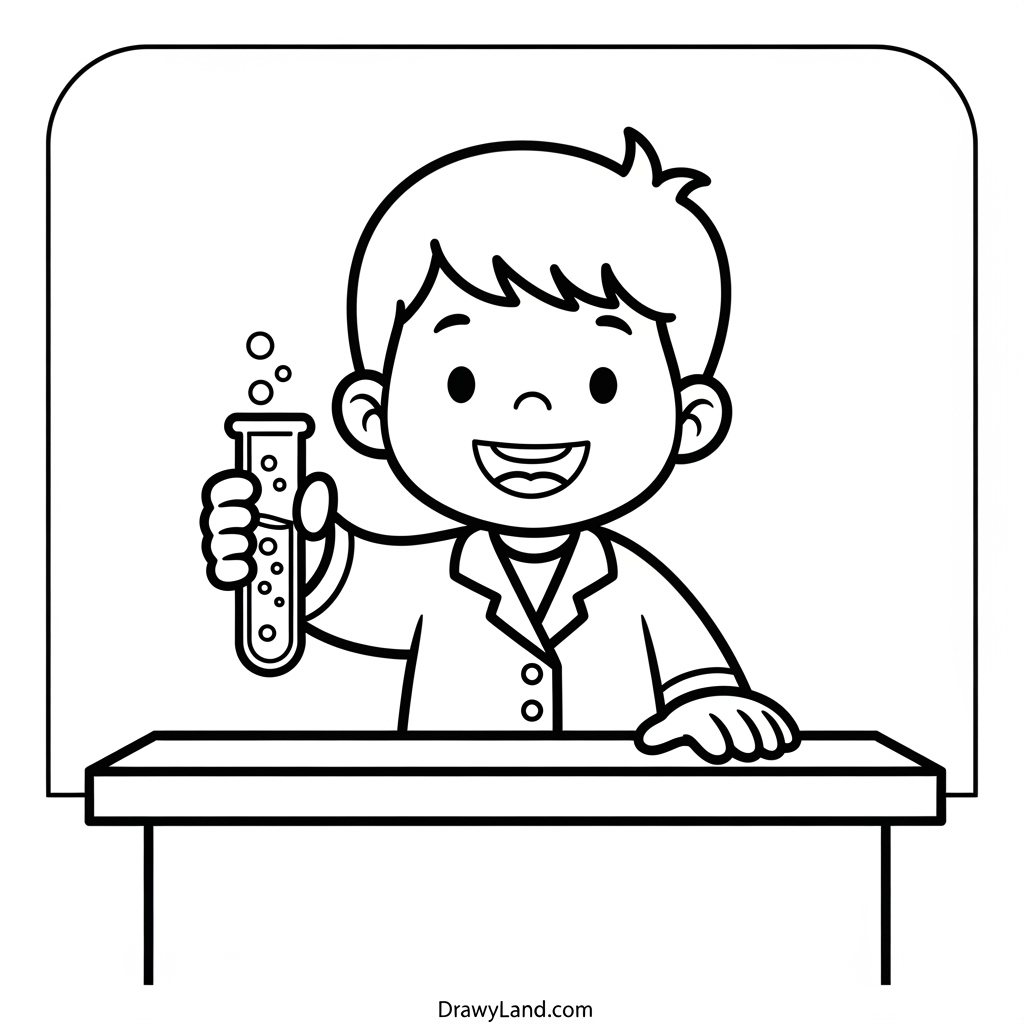 simple laboratory tools coloring page for preschoolers