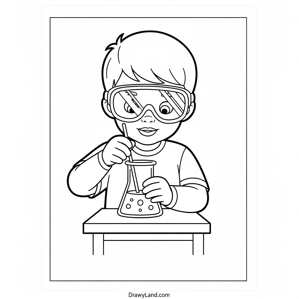 kids science experiment laboratory coloring page