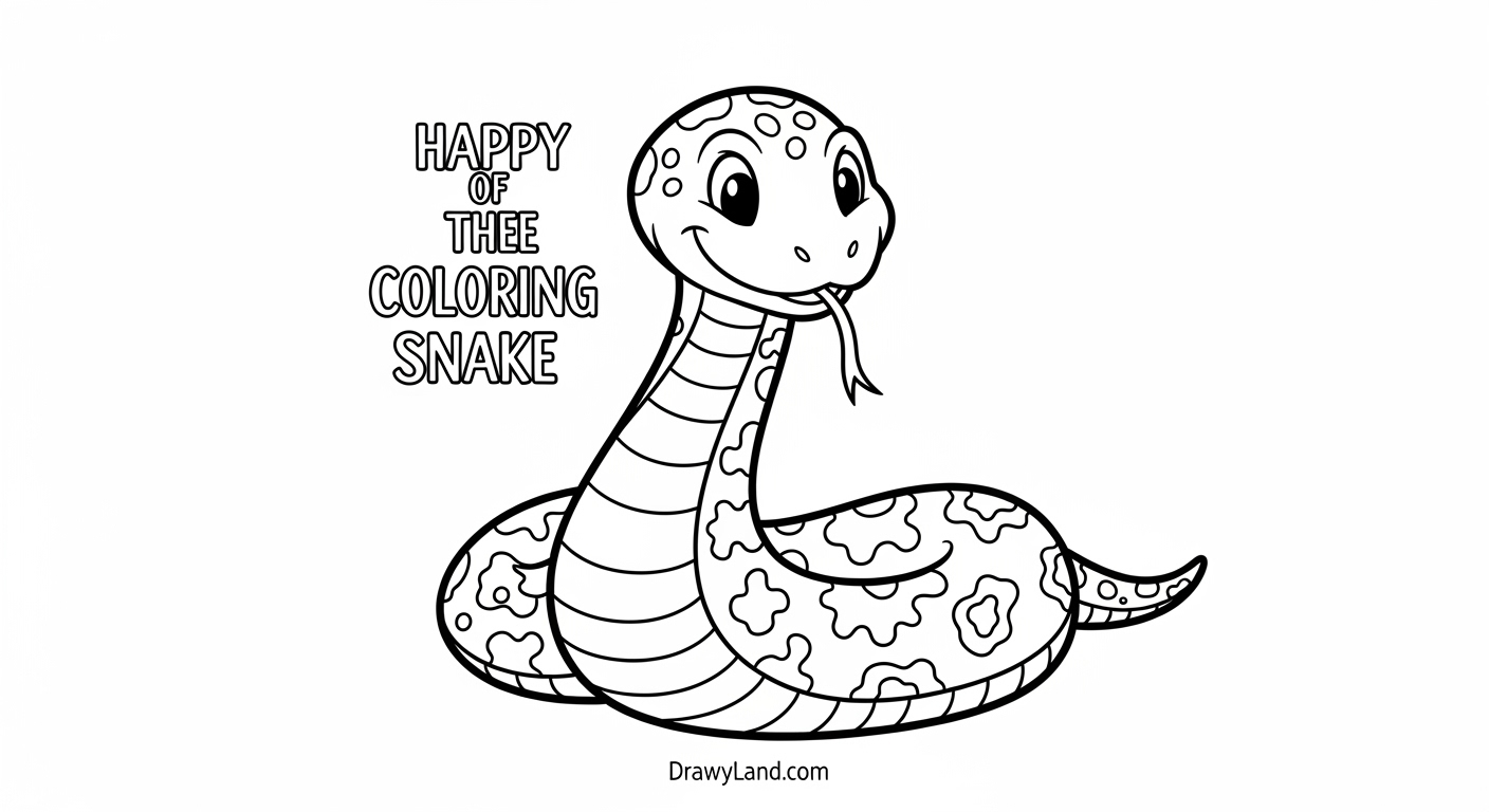 Free Printable Lunar New Year 2025 Coloring Pages An adorable Year of the Snake 2025 coloring page for kids to print