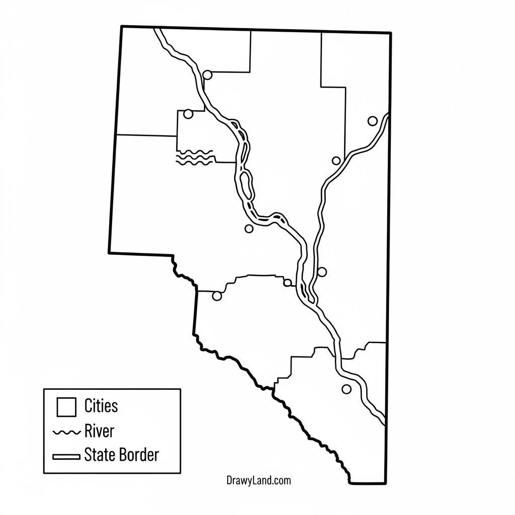 educational map coloring sheet for young children